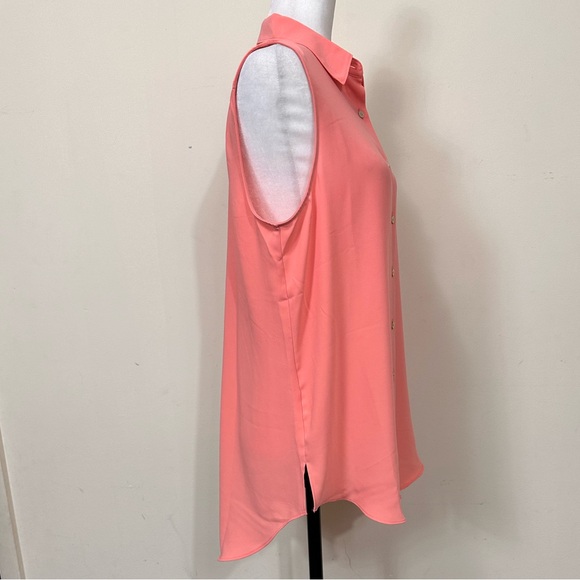 NWOT Rachel Zoe Polyester Pink Orange Loose Fit Sleeveless Button Down Shirt L - Picture 9 of 15